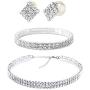 Yamberdoly Rhinestone Choker Necklaces for Women Silver Diamond Crystal Choker Necklace Adjustable Sexy Rhinestone Party Wedding Jewelry Set