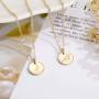 Disc Initial Necklaces for Women Girls, 14K Gold Filled Dainty Round Disc Double Side Engraved Hammered Initial Necklace Personalized Letter Pendant Initial Necklaces Jewelry Gifts for Women Girls
