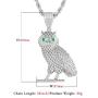 PY BLING Full Iced Out Owl Pendant 18K Gold/White Gold Plated Hip Hop Fashion Simulated Diamond CZ Pendant with Stainless Steel Rope Chain Necklace for Men Women