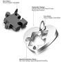 Cupimatch Couples Necklace 2 Pieces Stainless Steel Love Heart Puzzle Matching Pendant, Chain Included