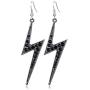 Black Crystal Lightning Dangle Hook Earrings for 80s90s Party Women Girl Black Crystal Lightning Dangle Hook Earrings for 80s90s Party Women Girl