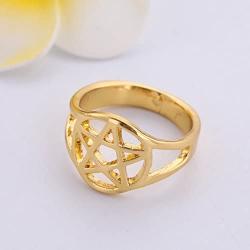 TEAMER Wiccan Pentacle Star Ring Witchcraft Pagan Gold Ring Size 9.5