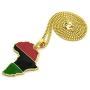 Fashion 21 Pan African Colored Africa Map Pendant 24'' Various Chain Necklace in Gold, Silver Tone