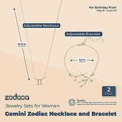 Gemini Zodiac Necklace and Bracelet, Astrology Jewelry Sets for Women
