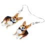 NEWEI Acrylic Sweet Corgis Dog Dangle Earrings Drop Animal Ornaments Jewelry For Women Girl Gift Charm Accessories