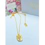 Hakimi Textured Gold-Plated Pendant Long Necklace
