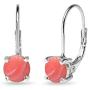 Sterling Silver Polished Cabochon Stone 6mm Round-cut Leverback Earrings