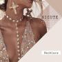 Nicute Rhinestone Long Necklaces Chain Crystal Star Y-Necklace Sexy Summer Beach Body Jewelry for Women and Girls (Gold)