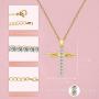 YUESUO Angel Wings Cross Necklace Electroplated Zircon Angel Wings Pendant Necklace Golden Womens Necklace