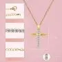 YUESUO Angel Wings Cross Necklace Electroplated Zircon Angel Wings Pendant Necklace Golden Womens Necklace