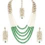 CROWN JEWEL Bollywood Indian Fashion Wedding Pearl Gold Plated Bridal Jewelry Necklace Earring Set for Women