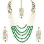 CROWN JEWEL Bollywood Indian Fashion Wedding Pearl Gold Plated Bridal Jewelry Necklace Earring Set for Women CROWN JEWEL Bollywood Indian Fashion Wedding Pearl Gold Plated Bridal Jewelry Necklace Earring Set for Women