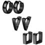 ORAZIO 3 Pairs Stainless Steel Triangle Square Round Hoop Earrings for Men Women Geometric Huggie Earrings Silver Tone Gold Tone Black