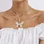 COLORFUL BLING Tennis Link Chain Butterfly Necklace Iced Out Zirconia Butterfly Pendant Hip Hop Choker Necklace for Women Girls