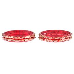 Efulgenz Fashion Jewelry Indian Bollywood Gold Crystal Floral Acrylic Resin Wedding Bracelet Bangle Set