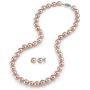 THE PEARL SOURCE 14K Gold 7-8mm Round Pink Freshwater Cultured Pearl Necklace & Earrings Set in 18'' Princess Length for Women