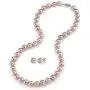 THE PEARL SOURCE 14K Gold 7-8mm Round Pink Freshwater Cultured Pearl Necklace & Earrings Set in 18'' Princess Length for Women THE PEARL SOURCE 14K Gold 7-8mm Round Pink Freshwater Cultured Pearl Necklace & Earrings Set in 18'' Princess Length for Women