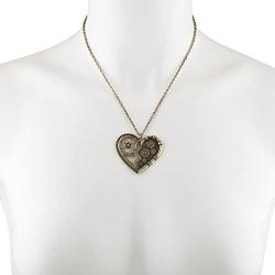 Lux Accessories Burnish Gold Vintage Steampunk Gearwork Heart Charm Necklace