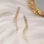14k Gold Plated Long Tassel Dangle Drop Earrings 925 Sterling Silver Post Cubic Zirconia Bridal Earring for Woman Teen Girls 14k Gold Plated Long Tassel Dangle Drop Earrings 925 Sterling Silver Post Cubic Zirconia Bridal Earring for Woman Teen Girls
