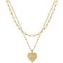 IEFSHINY Gold Layered Initial Necklaces for Women Girls, 14K Gold Plated Dainty Heart Initial Pendant Necklace Layering Choker Paperclip Link Chain Layered Necklaces for Women Jewelry Teen Girl Gifts