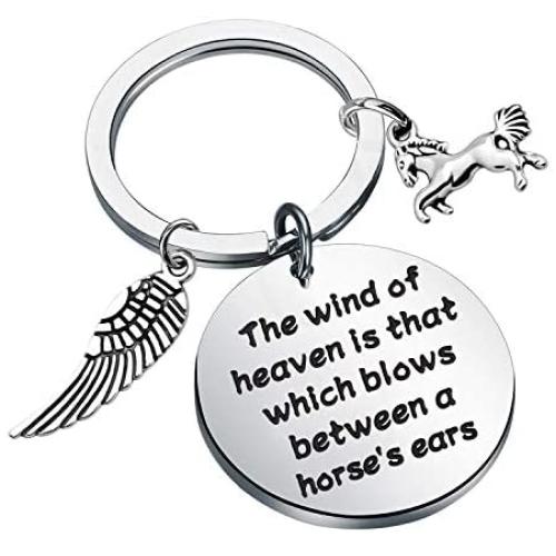 HOLLP Inspirational Horse Quotes The Wind of Heaven is That Which Blows Between A Horse’s Ears Keychain Horse Jewelry Equestrians Gift for Equestrian Horse Rider Lovers