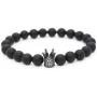 POSHFEEL 8mm Natural Stone CZ Micro Pave Crown King Queen Beads His and Hers Couple Bracelet, 7.5''