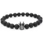 POSHFEEL 8mm Natural Stone CZ Micro Pave Crown King Queen Beads His and Hers Couple Bracelet, 7.5'' POSHFEEL 8mm Natural Stone CZ Micro Pave Crown King Queen Beads His and Hers Couple Bracelet, 7.5''