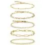 NA Gold Chain Bracelet Sets for Women GirlsBracelets Adjustable Layered Metal Link Bracelet Set Handmade Fashion Jewelry.