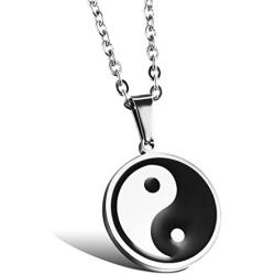 JSEA Stainless Steel Yin Yang Puzzle Piece Pendant Necklace for Women Men