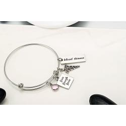 FLODANCER Blood Thinner Medical Alert ID Bangle Bracelet - Live Laugh Love Jewelry for Women Girls