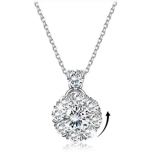 Sllaiss 925 Sterling Silver Rotatable Necklace for Women Girls Personalize Cubic Zirconia Pendant Necklace Flower CZ Necklace Chain 16” Jewelry Gift Sllaiss 925 Sterling Silver Rotatable Necklace for Women Girls Personalize Cubic Zirconia Pendant Necklace Flower CZ Necklace Chain 16” Jewelry Gift