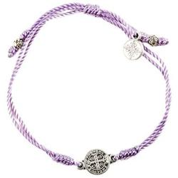 My Saint My Hero Breathe Blessing Bracelet - Silver-Plated Medal on Purple Hand-Woven Cord