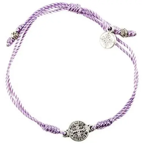 My Saint My Hero Breathe Blessing Bracelet - Silver-Plated Medal on Purple Hand-Woven Cord My Saint My Hero Breathe Blessing Bracelet - Silver-Plated Medal on Purple Hand-Woven Cord