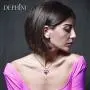 DEPHINI - Pink Heart Necklace - 925 Silver Heart Pendant with White CZ & Pink Birthstone Embellished with Branded Crystal for Women, 18'' Sterling Silver Chain + Jewellery Box, Gifts for Women