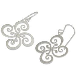 NOVICA .925 Sterling Silver Floral Dangle Earrings, Thai Pinwheel