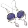 SilverStarJewel 925 Sterling Silver Violet Cut Iolite Earrings 1.5'' Gemstone Jewelry