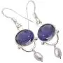 SilverStarJewel 925 Sterling Silver Violet Cut Iolite Earrings 1.5'' Gemstone Jewelry