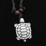 Vintage Sea Turtle Necklace Pendant Tortoise Engraved Bone Leather Wax Rope Necklace for Women Unisex 2Pcs/set
