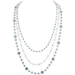 Firstmeet Long Chain Multi Layer Fashion Glass Beads Handmade Necklace