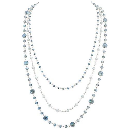 Firstmeet Long Chain Multi Layer Fashion Glass Beads Handmade Necklace
