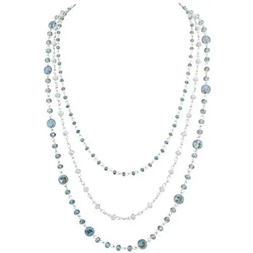 Firstmeet Long Chain Multi Layer Fashion Glass Beads Handmade Necklace Firstmeet Long Chain Multi Layer Fashion Glass Beads Handmade Necklace