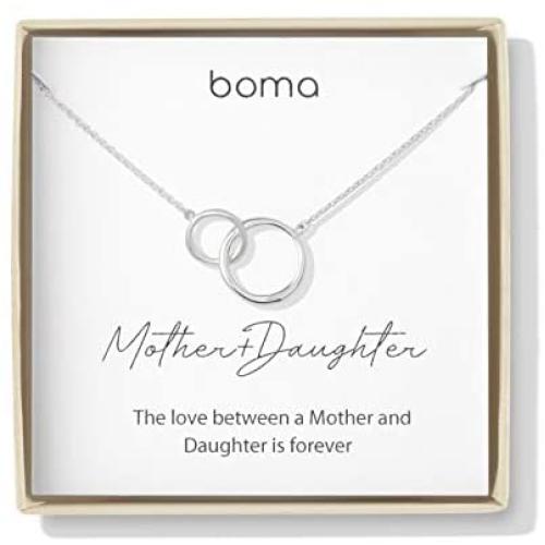 Boma Jewelry Sentiments Collection Mother & Daughter Sterling Silver Two Interlocking Circles Necklace, 18 Inches