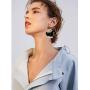 DAMLENG Lightweight Bohemian Big Fabric Flowers Dangle Drop Earrings Handmade Charm Chic Petal Hoop Earrings with Chiffon Floral Tassel for Women Girls Vacation Wedding