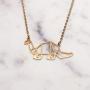 La Menagerie Dinosaur Gold Origami Jewelry - Gold Geometric Chain Necklace – 18 Karat Plated Gold Necklace for Women & Girls – Stylish Dinosaur Pendant Necklace