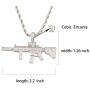 Rapper Men Women Hip Hop Golden Jewelry, Unisex Iced Out AK47 Gun Pendant Necklace for Rapper with Rope Chain