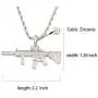 Rapper Men Women Hip Hop Golden Jewelry, Unisex Iced Out AK47 Gun Pendant Necklace for Rapper with Rope Chain Rapper Men Women Hip Hop Golden Jewelry, Unisex Iced Out AK47 Gun Pendant Necklace for Rapper with Rope Chain