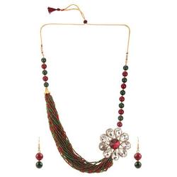 Efulgenz Fashion Chunky Multi Layered Faux Pearl Crystal Floral Statement Necklace Earrings Costume Jewelry Set (Color Options)