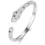 18K Real Gold Plated Panther Bangle Bracelet for Women with Top Cubic Zirconia,Cuff Jewelry by Vicision