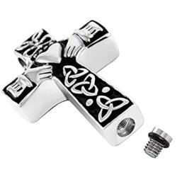 LoEnMe Jewelry Urn Necklace for Ash Cremation Pendant Celtic Cross Angel Wing Birthstone Memorial Keepsake for Women Men