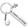 CENWA Fishing Keychain Fishing Lover Gift Fisherman Anglers Gift Fish Hook Charm Jewelry Fishing is My Therapy Keychain